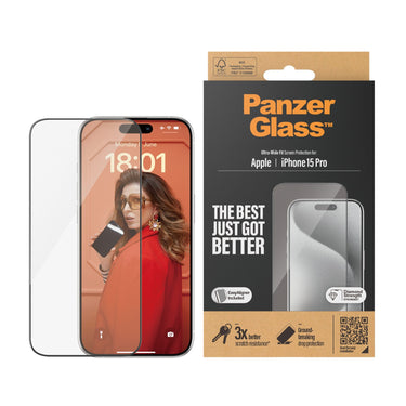 PanzerGlass Screen Protector Ultra-Wide Fit for Apple iPhone 15 Pro - 6.1